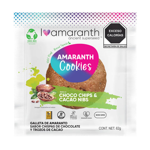 I Amaranth - Galletas Sabor Choco Chips y Cacao Nibs 62gr