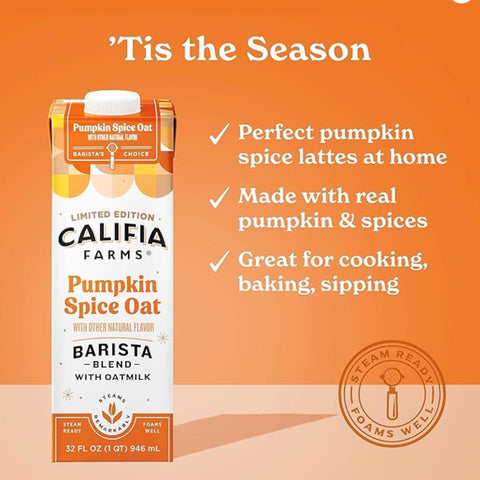 Califia Farms Pumpkin Spice Oat Barista Blend Oat Milk